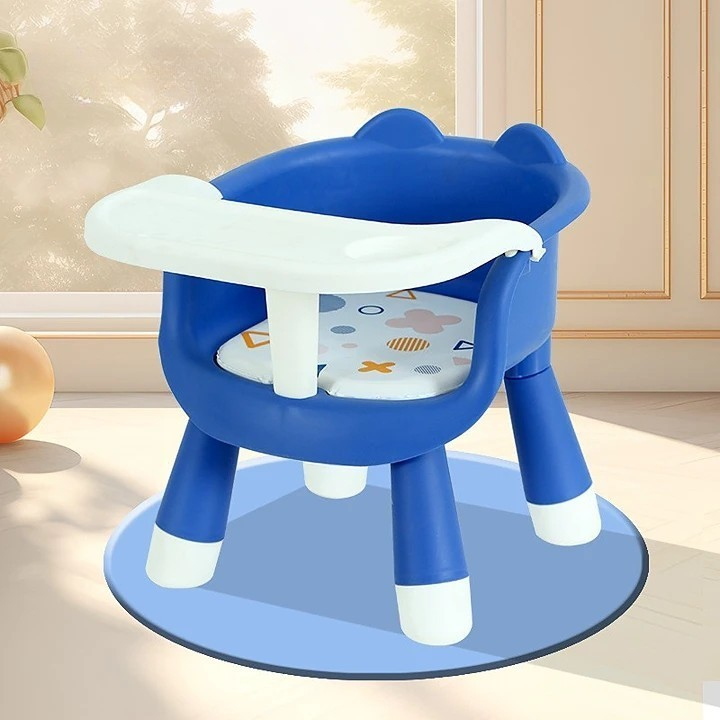 Scaun de masa pentru copii, 2 in 1, tavita detasabila, spatar ergonomic, albastru [3]