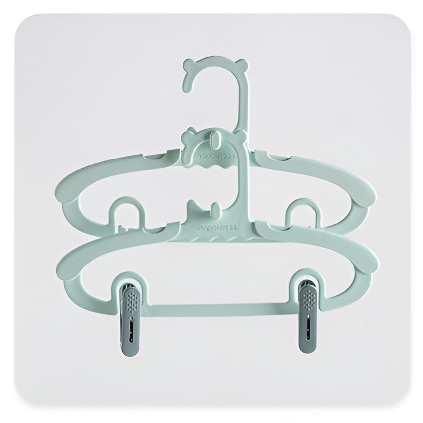 Set 10 cleme pentru haine, prindere pantaloni, atasabile la umerase, plastic verde [7]