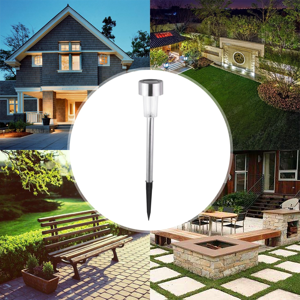 Set 10 lampi solare LED pentru gradina, lumina multicolor, buton on-off, argintiu [6]