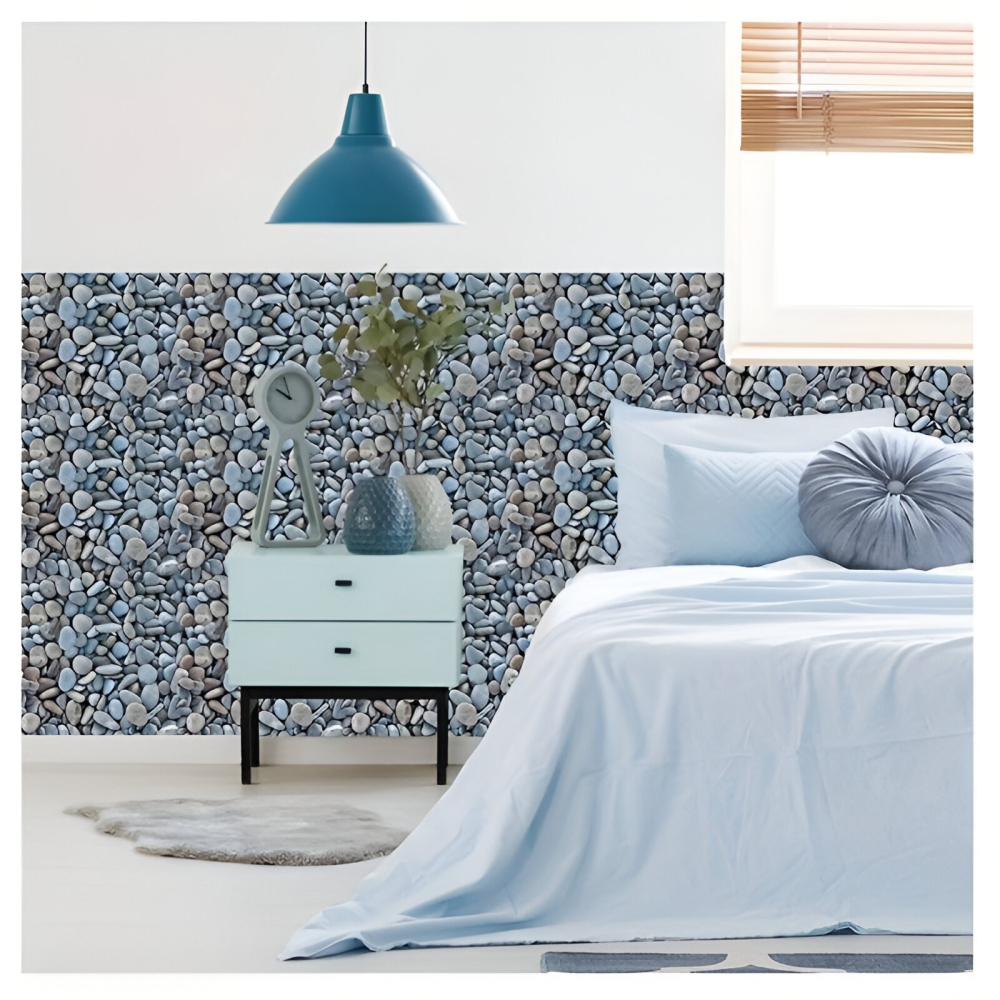 Set 10 placi tapet autocolant 3D, model pietre mici, autoadeziv, 30x30 cm, gri [3]