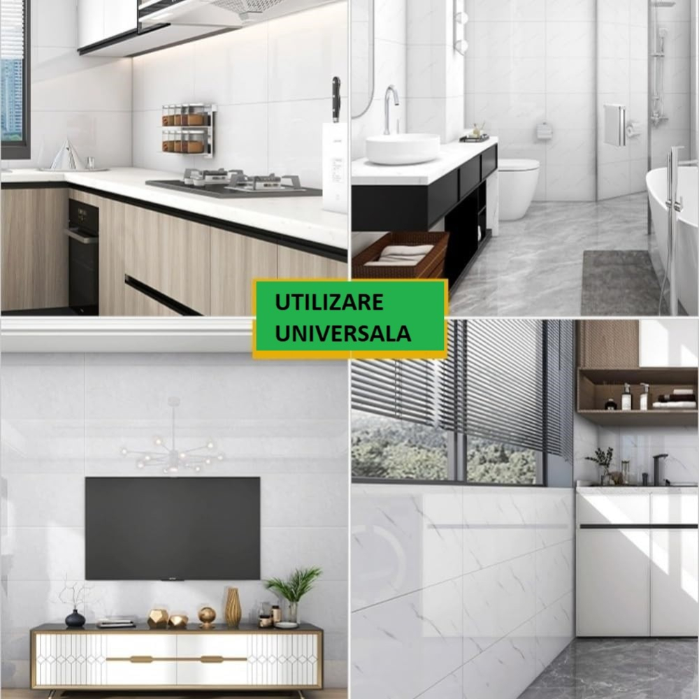 Set 10 placi tapet autocolant, imitatie marmura, PVC, 60x30 cm, grosime 1.5 mm [7]