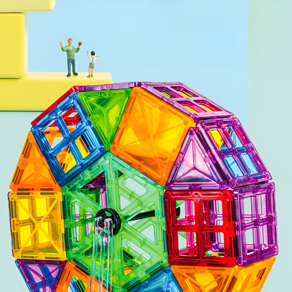 Set 100 piese magnetice de constructie, forme geometrice, ABS, multicolor [6]