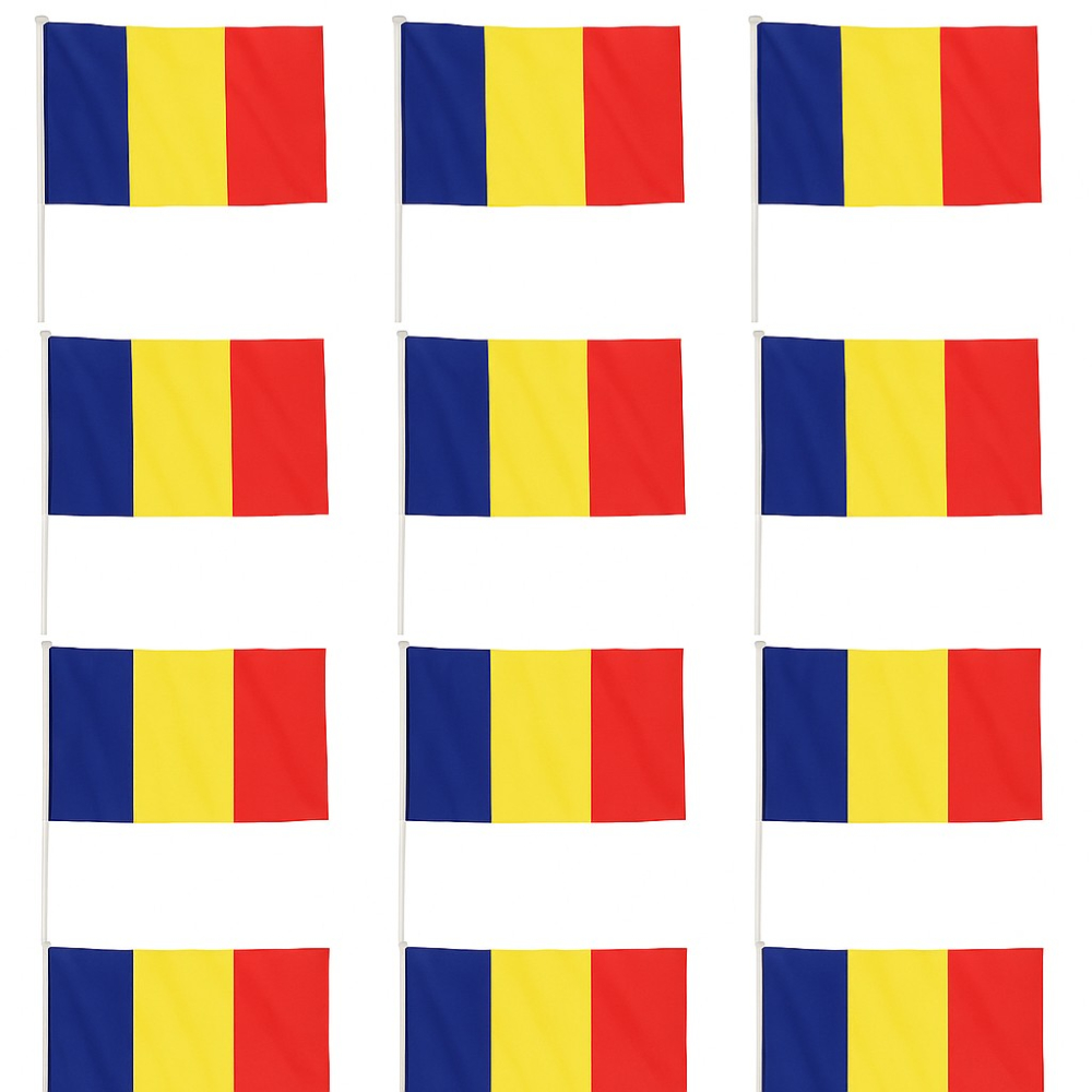Set 12 Steaguri de Mana tricolor, 20x30 cm, poliester, suport plastic [3]