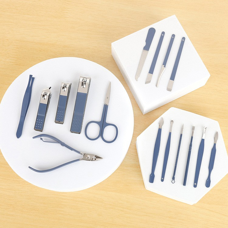 set 16 piese ingrijire cosmetica manichiura pedichiura geanta piele ecologica mov [7]