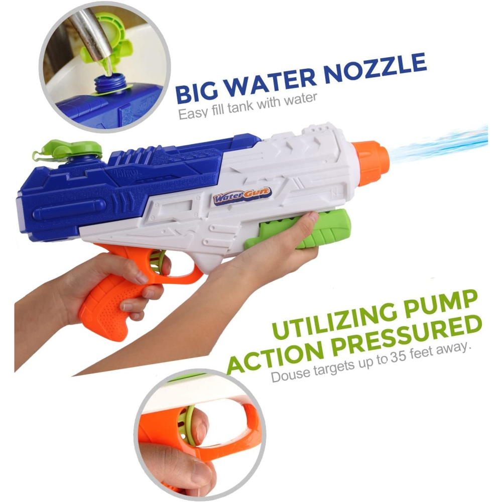 Set 2 pistoale cu apa pentru copii, rezervor 1200 ml, plastic, roz si albastru [3]