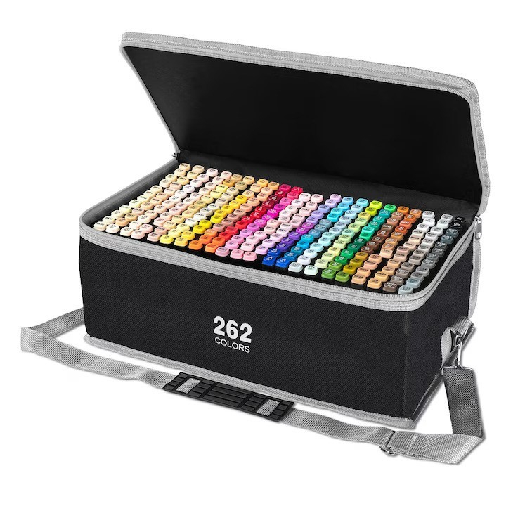 set 262 markere colorate dublu capat cu geanta depozitare [1]