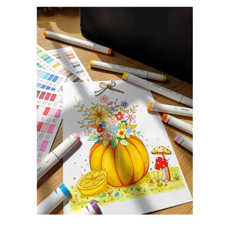 set 262 markere colorate dublu capat cu geanta depozitare [4]