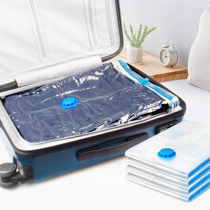 Set 3 saci de vidat haine, marimi diferite, cu pompa manuala, transparenti [9]