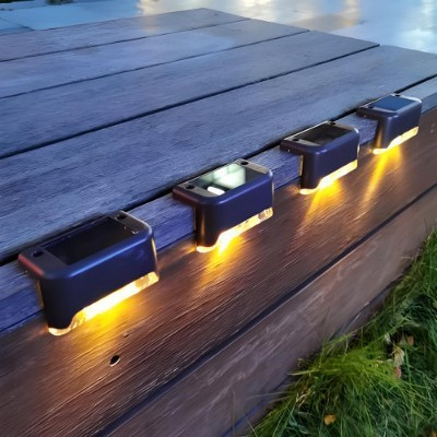 Set 4 aplice solare LED, iluminare alb cald, IP65, ABS+PC, montaj trepte si borduri [5]