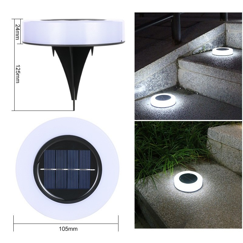 Set 4 lampi solare LED pentru gradina, model cerc, lumina alba rece, montaj in pamant [11]
