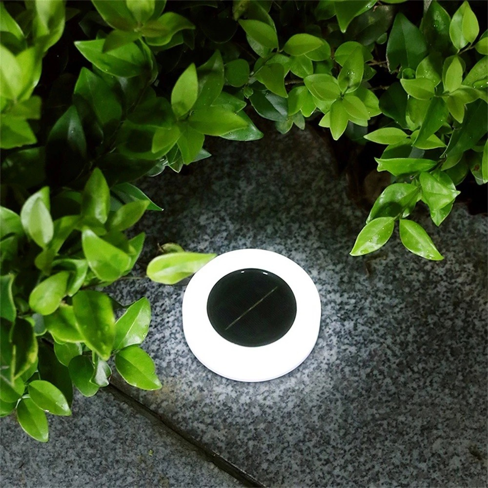 Set 4 lampi solare LED pentru gradina, model cerc, lumina alba rece, montaj in pamant [6]