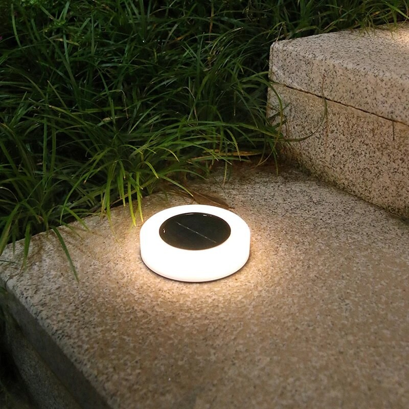 Set 4 lampi solare LED pentru gradina, model cerc, lumina alba rece, montaj in pamant [8]