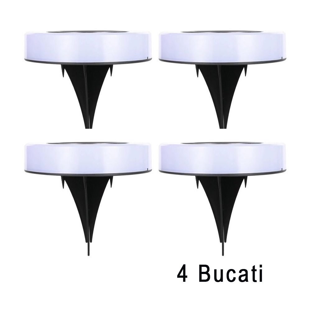 Set 4 lampi solare LED pentru gradina, model cerc, lumina alba rece, montaj in pamant [2]