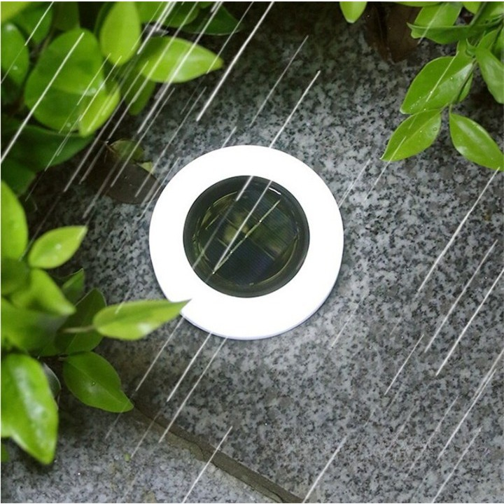 Set 4 lampi solare LED pentru gradina, model cerc, lumina alba rece, montaj in pamant [5]