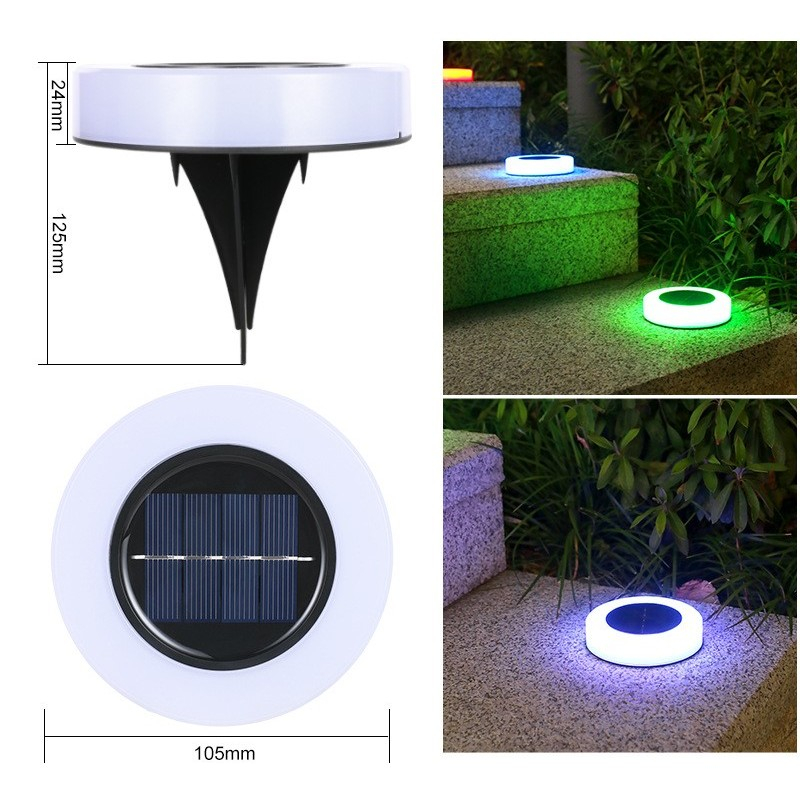 Set 4 lampi solare LED pentru gradina, model cerc, multicolor, ABS [8]