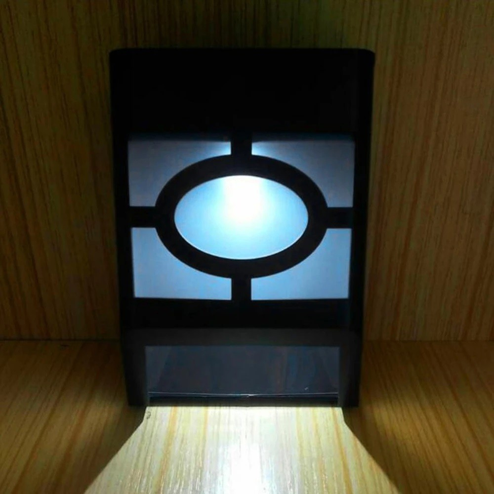 Set 4 lampi solare LED pentru gradina, model geometric, alb rece, negru/alb [4]