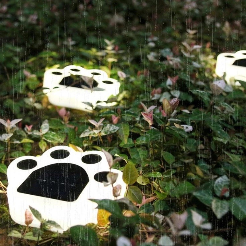 Set 4 lampi solare LED pentru gradina, model laba de urs, alimentare solara, carcasa ABS negru/alb [6]