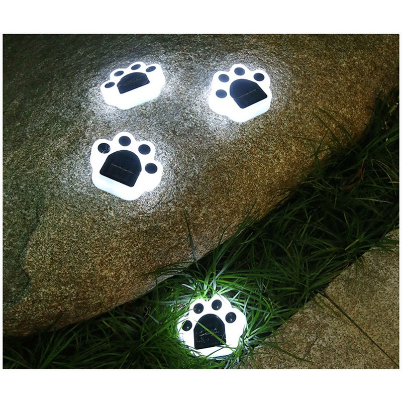 Set 4 lampi solare LED pentru gradina, model laba de urs, alimentare solara, carcasa ABS negru/alb [8]