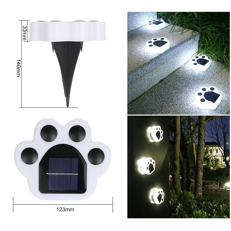 Set 4 lampi solare LED pentru gradina, model laba de urs, alimentare solara, carcasa ABS negru/alb [13]