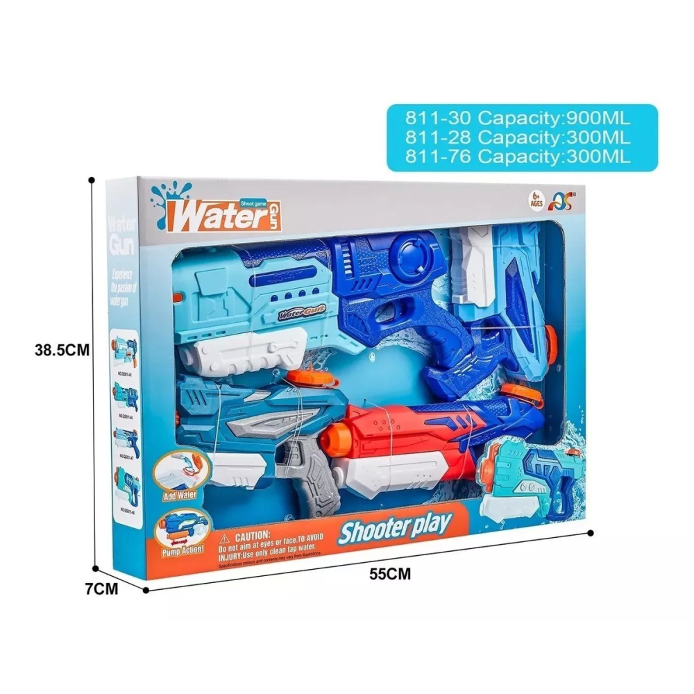 Set 4 pistoale cu apa pentru copii, capacitate mare, multicolor, plastic [2]