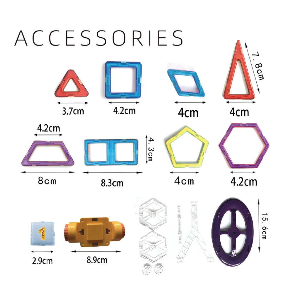 Set 40 piese magnetice de constructie, forme geometrice magnetice, ABS, multicolor [2]