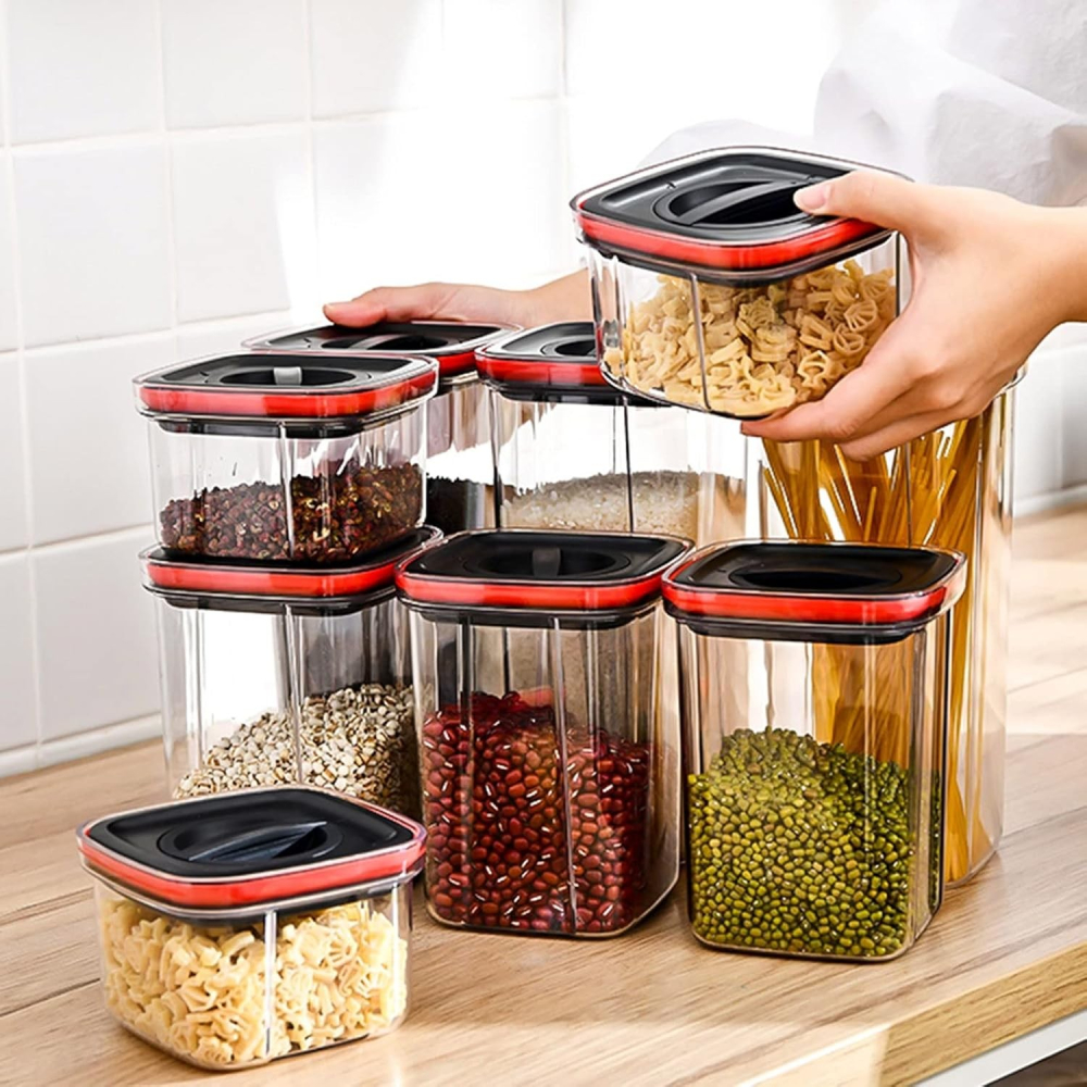 set 5 cutii depozitare alimente capac flip etans plastic transparent [3]