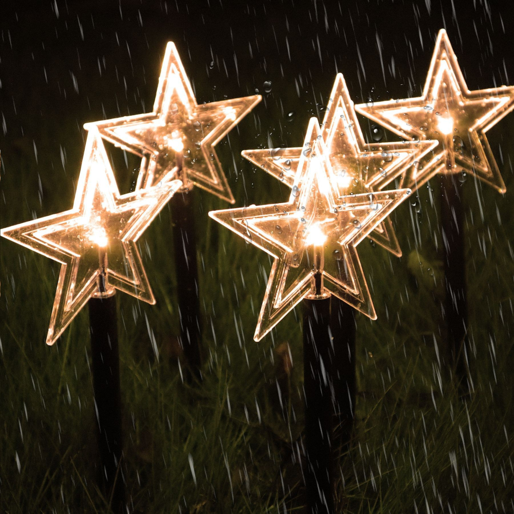 set 5 lampi solare LED exterior tip stea alb cald [7]