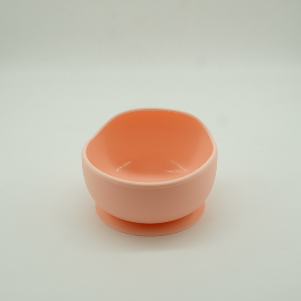 Set 5 piese hranire bebelusi, silicon, farfurie si bol compartimentate, baveta roz [7]