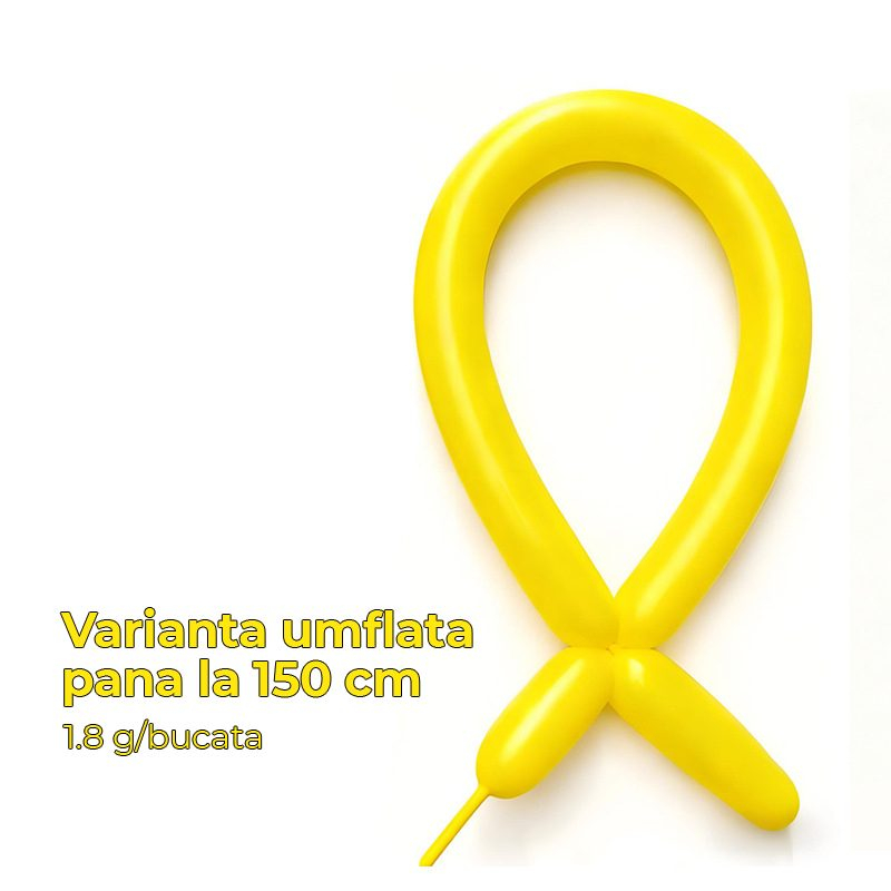 Set 50 baloane de modelaj, model standard, latex galben, 30 cm [2]