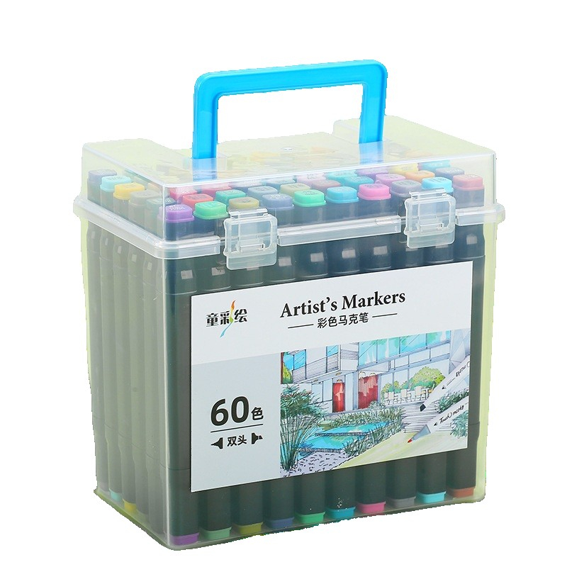 set 60 markere alcool artist markers cutie plastic maner multicolor [1]