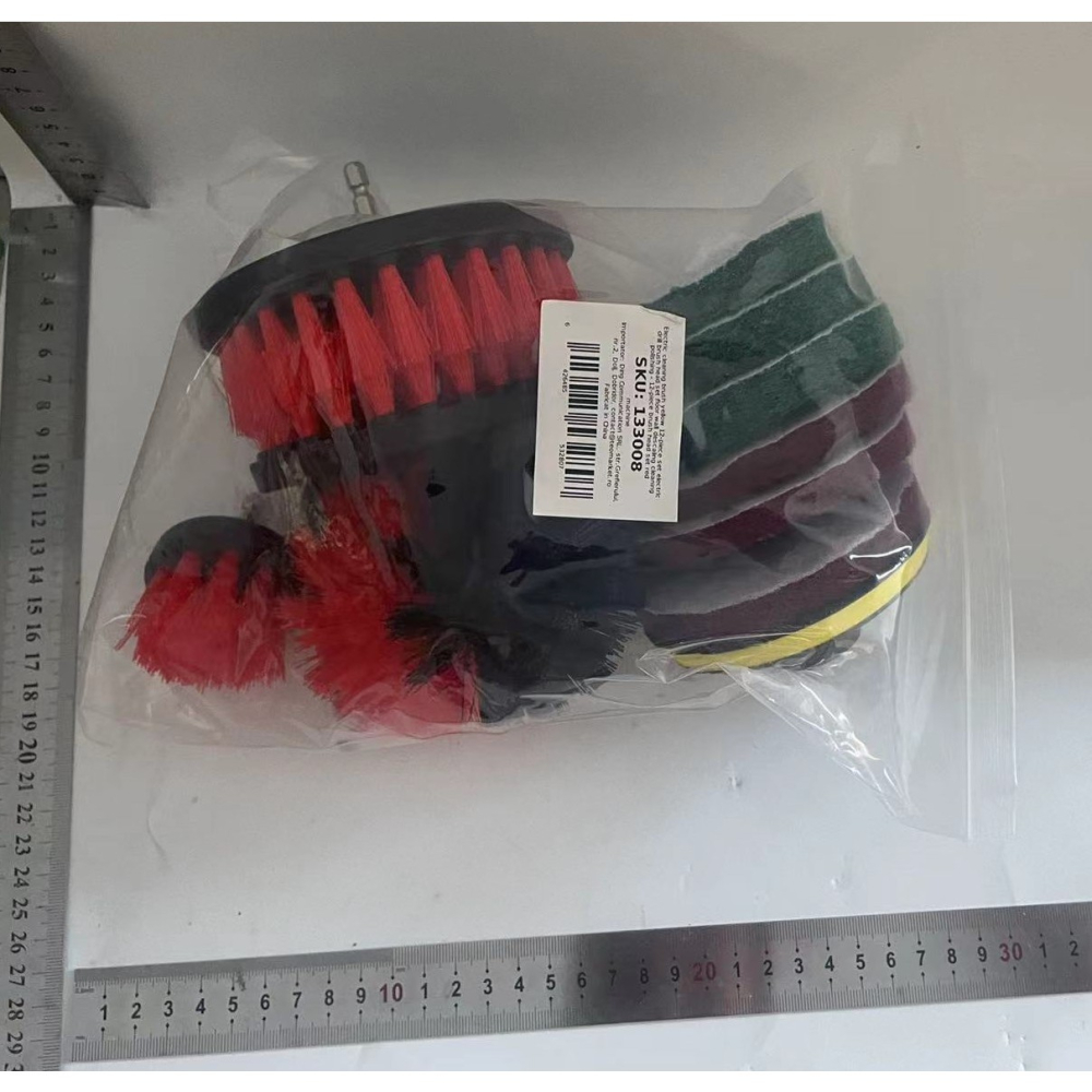 Set accesorii pentru curatare auto, 12 piese, capete perie nailon, rosu [5]