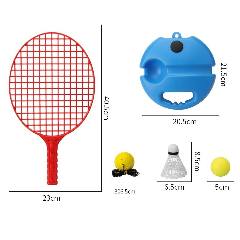Set badminton pentru copii, doua palete cu fluturas, minge cu elastic pentru antrenament, 40.5x23 cm, rosu galben [3]