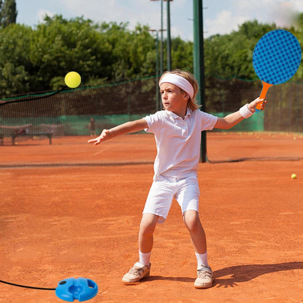 Set badminton pentru copii, doua palete cu fluturas, minge cu elastic pentru antrenament [4]