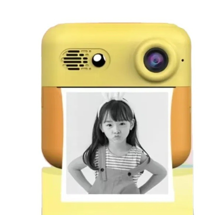 Set camera instantanee pentru copii, ecran HD 2.4 inch, printare alb-negru, portocaliu [8]