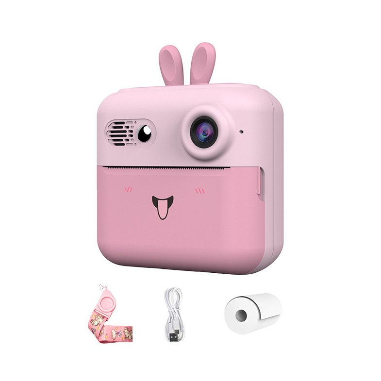 Set camera instantanee pentru copii, model iepure, imprimare alb-negru, ecran HD 2.4 inch [9]