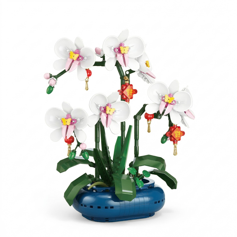 Set constructie orhidee in vaza, 587 piese, decor floral, plastic multicolor [1]