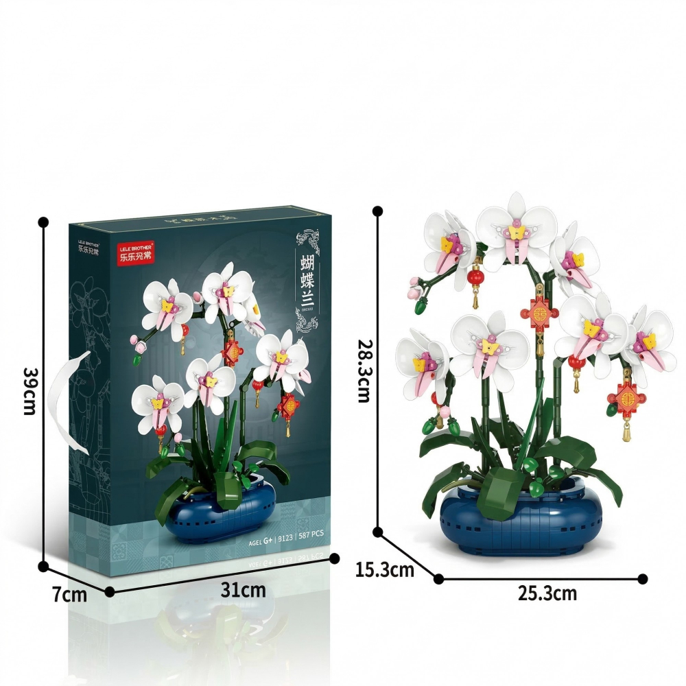 Set constructie orhidee in vaza, 587 piese, decor floral, plastic multicolor [3]