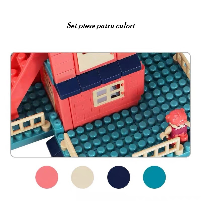 Set constructii, casa si curte, 251 piese, plastic rezistent, multicolor [4]