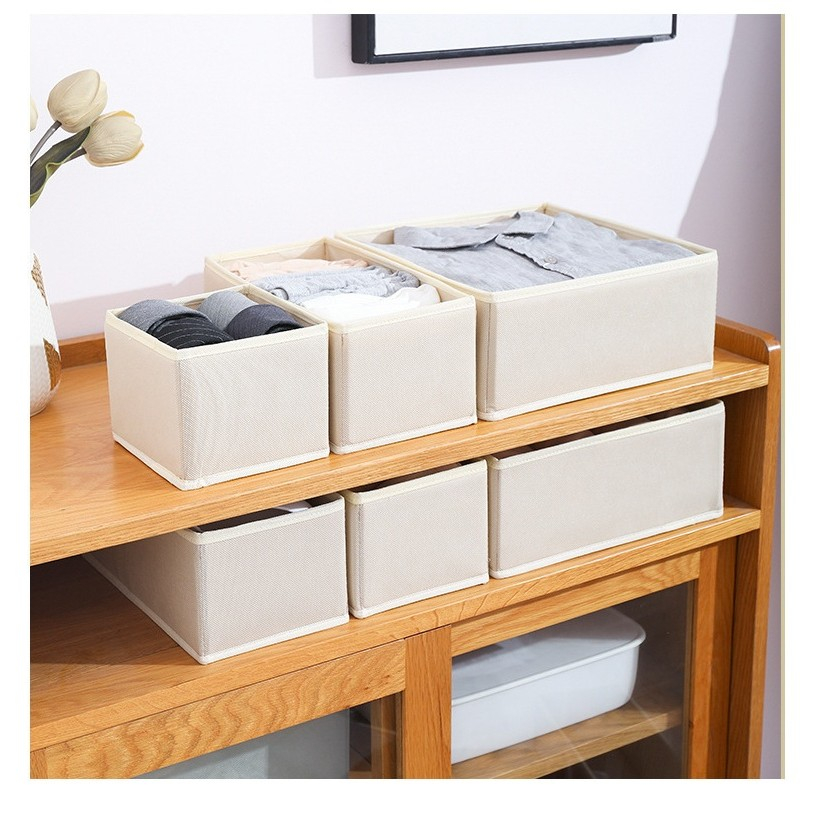set organizatoare sertar lenjerie 6 cutii textile alb [2]