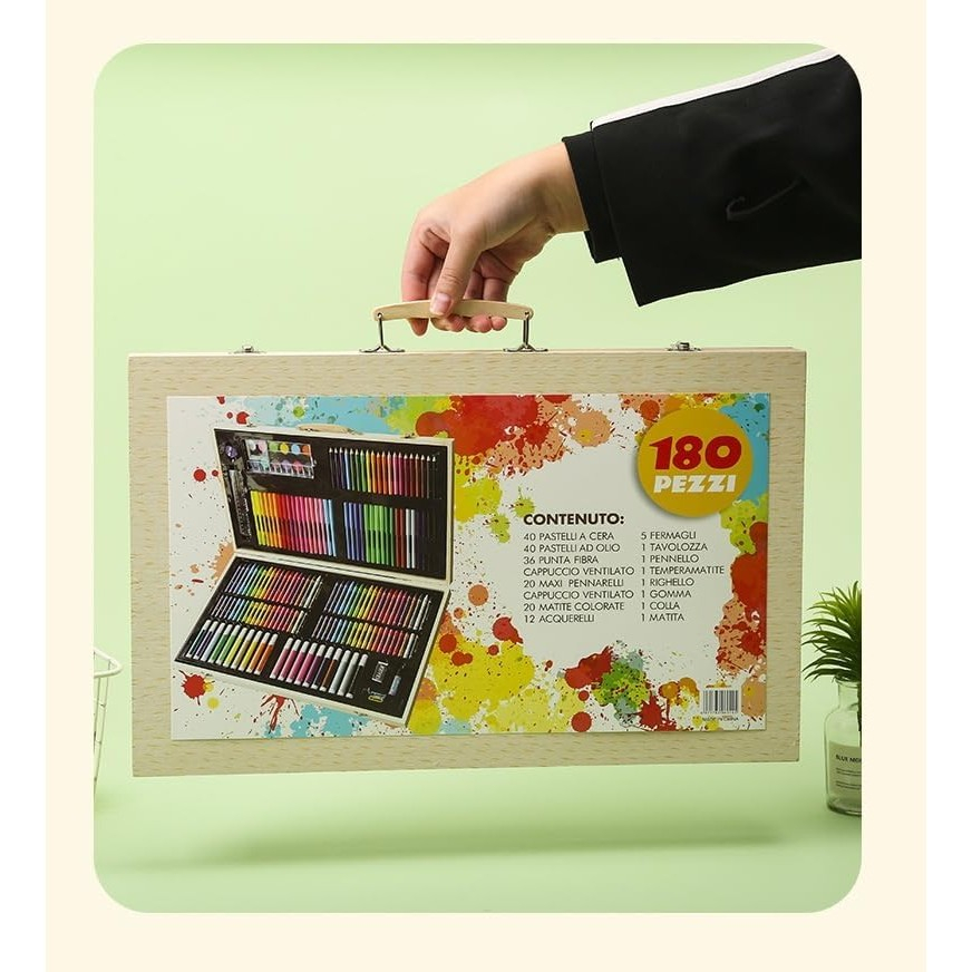 set desen pictura 180 piese servieta lemn multicolor [2]