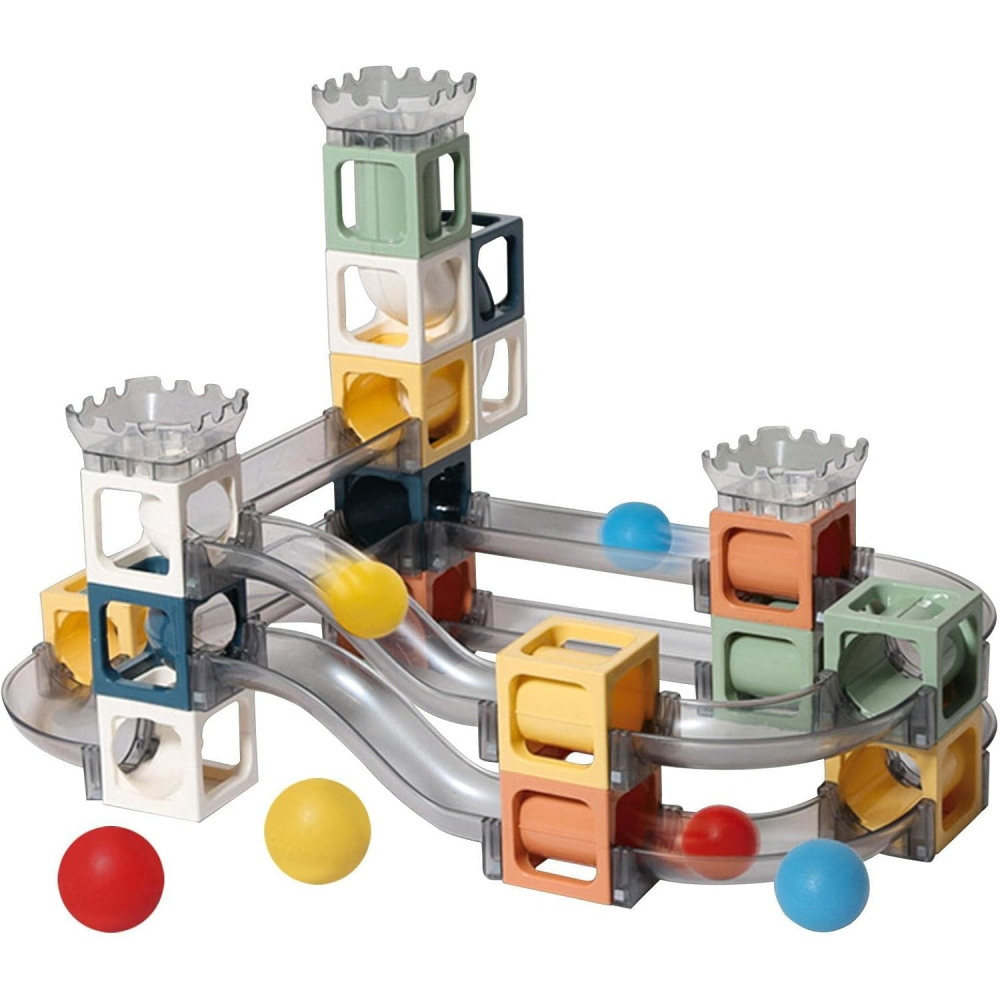 Set piese magnetice de constructie, cu tobogane si bile, 41 piese, multicolor [3]