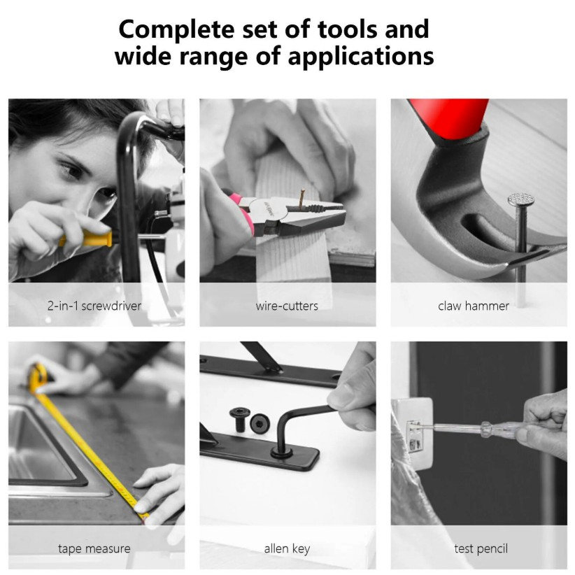 Set scule 24 piese, uz casnic, trusa plastic gri, metal, roz [5]