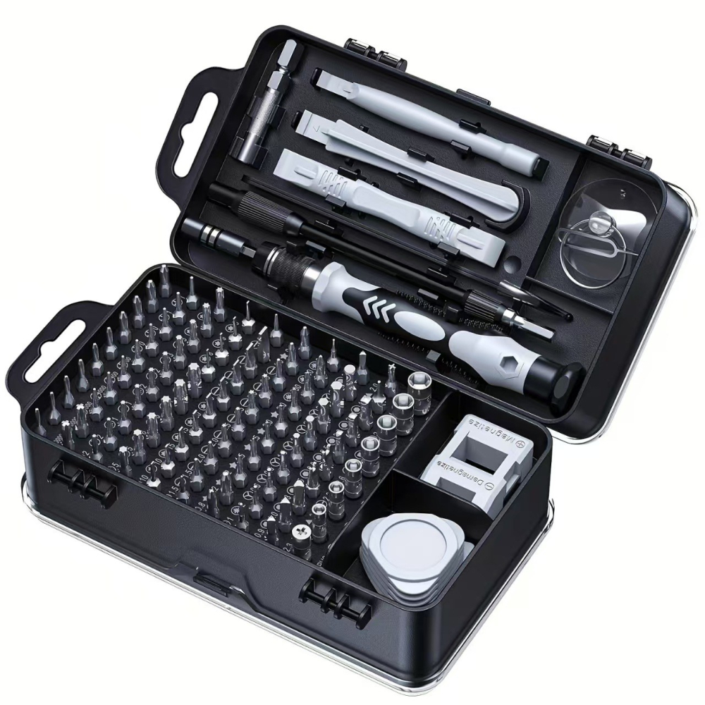 set surubelnite precizie 115 piese cromat maner negru [3]