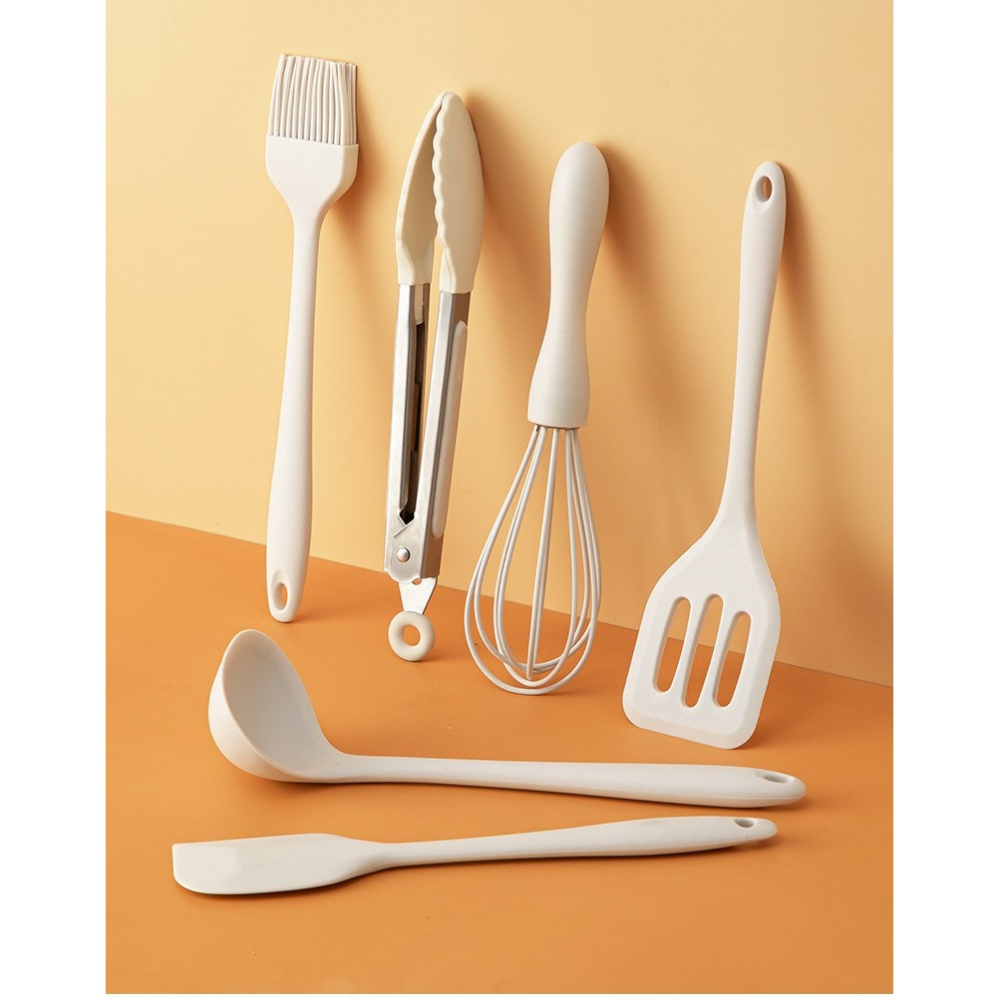 set 6 ustensile bucatarie silicon inox alb ivory [8]