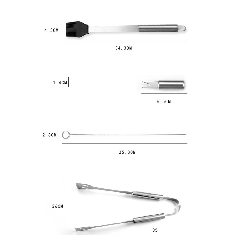 Set ustensile pentru gratar, 16 piese, otel inoxidabil, geanta Oxford argintiu [10]