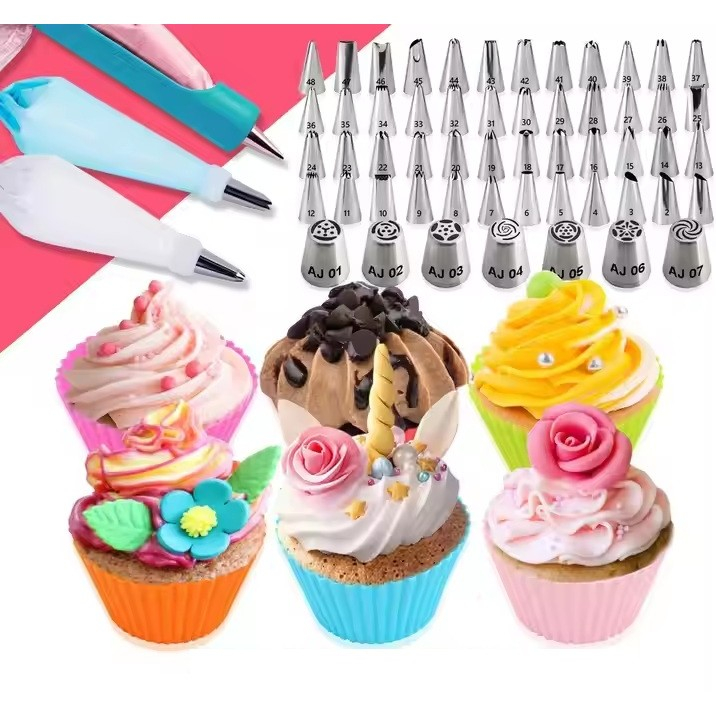 Set ustensile pentru ornare prajituri, 92 piese, plastic si otel inoxidabil, forme briose multicolor [4]