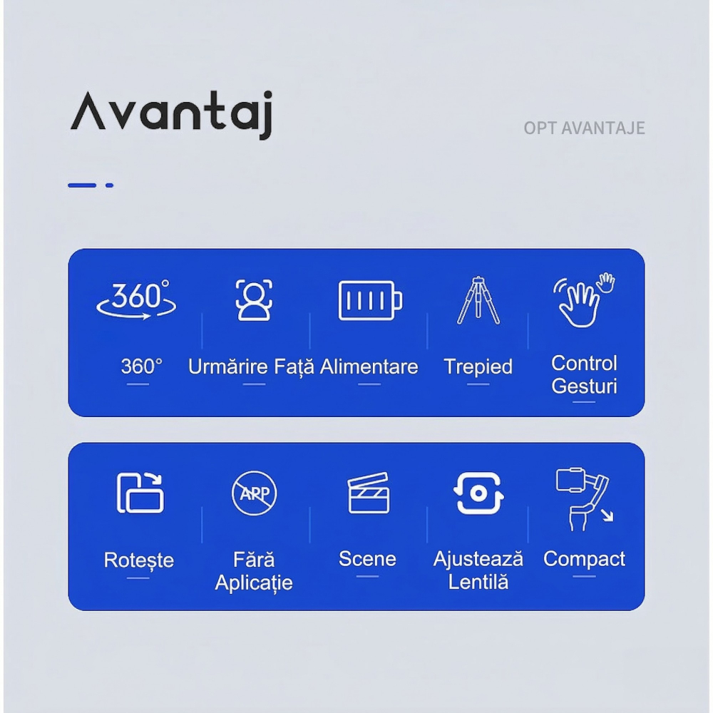 Stabilizator pentru telefon, AI face tracking, rotire 360 grade, aluminiu, negru [6]