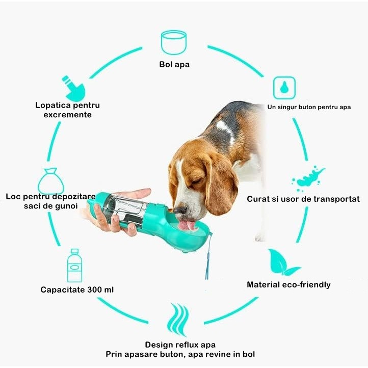 sticla portabila 4 in 1 cu compartimente si lopetica turcoaz [6]