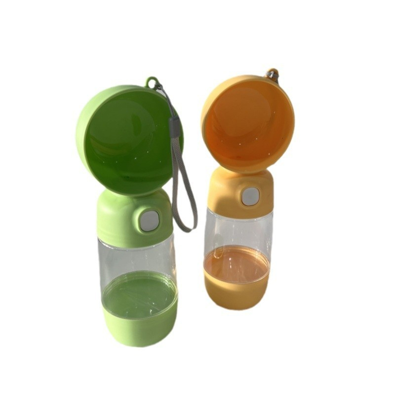 Sticla portabila pentru apa si hrana animale, 2 in 1, cu maner ergonomic, din ABS, 400 ml/182 ml, verde [4]