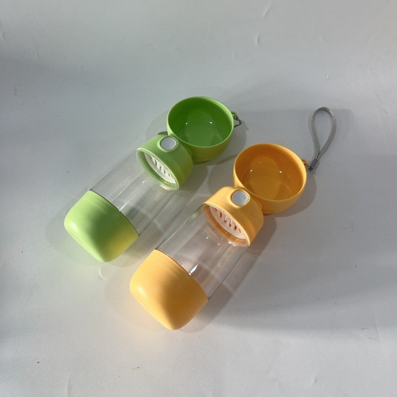 Sticla portabila pentru apa si hrana animale, 2 in 1, cu maner ergonomic, din ABS, 400 ml/182 ml, verde [5]